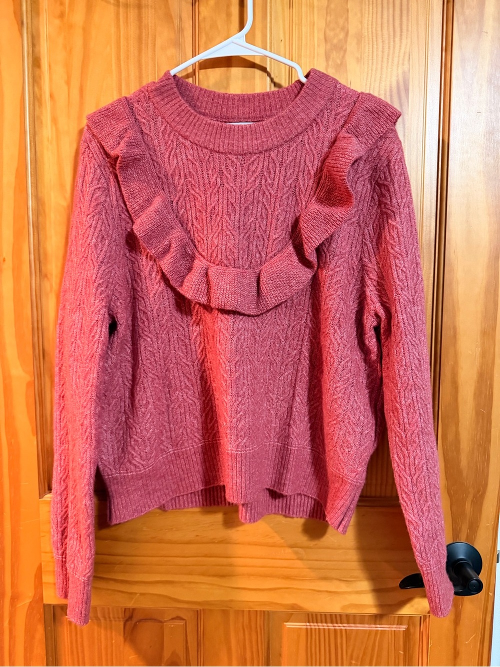 Old Navy Rose Cable Knit Ruffle Sweater